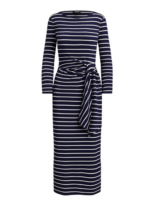 abito donna a righe blu e bianco con nodo Ralph Lauren | 200P03766001